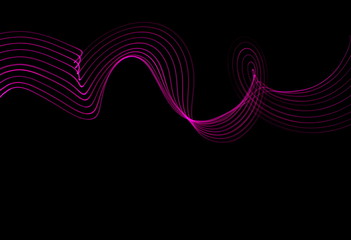 Long exposure light painting, vibrant pink color in abstract swirl against a clean black background.  Light painting photography.