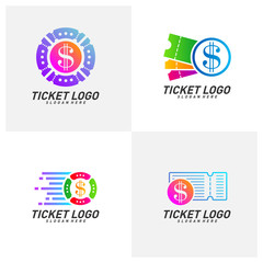 Set of Money Ticket Logo Template Design Vector, Emblem, Creative design, Icon symbol concept