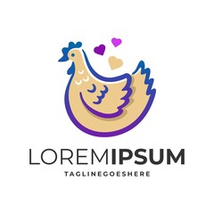 Simple Colorful Chicken Logo Template