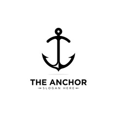 marine retro emblems logo with anchor , anchor logo - vector