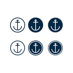 marine retro emblems logo with anchor and rope, anchor logo - vector © Mily Studio