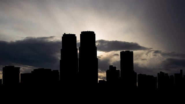 Chapultepec Park and Polanco zone at Sunrise, Time Lapse with Skyscrapers in Silhouette, Mexico City