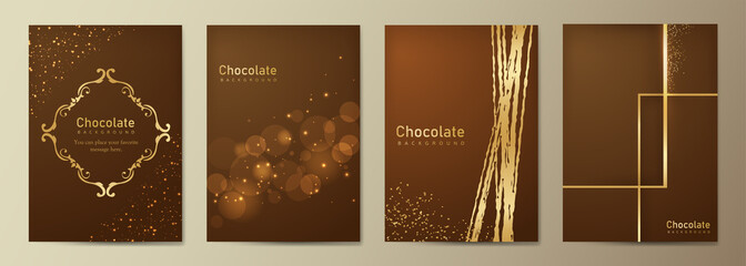 チョコレートの背景　バレンタインデーのテンプレート　メニューカタログ　茶色の背景 - obrazy, fototapety, plakaty