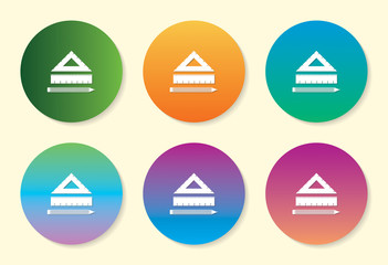 Ruler & Pencil six color gradient icon design.