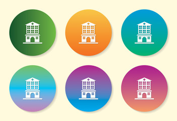 Hospital six color gradient icon design.