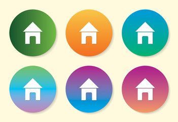 Home six color gradient icon design.