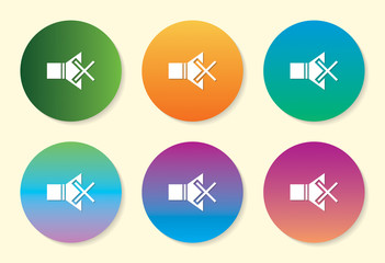 Mute six color gradient icon design.