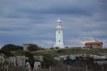 Fototapeta na wymiar Paphos Lighthouse in winter