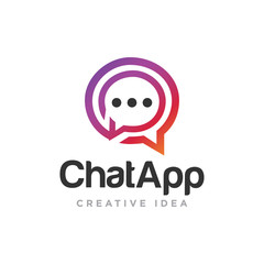 Chat Communication Logo Design Vector