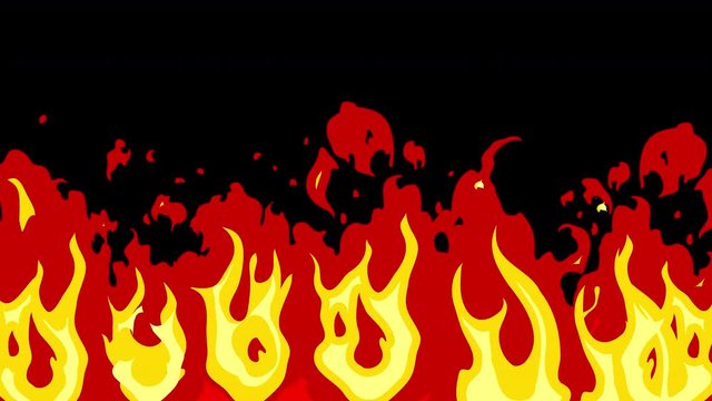 Cartoon FX Fire Element with alpha channel. Comic fire animation