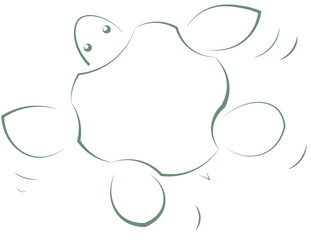 Abstract minimalist vector illustration of a swimming turtle