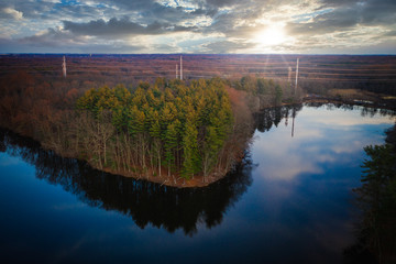 Obraz premium Aerial Sunset of East Brunswick New Jersery