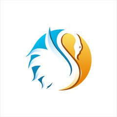 Obraz premium swan bird colorful vector logo icon illustration