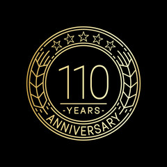 110 years anniversary logo template. 110th line art vector and illustration.