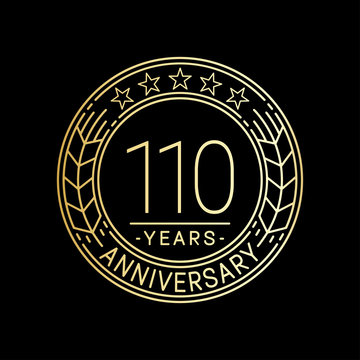 110 years anniversary logo template. 110th line art vector and illustration.