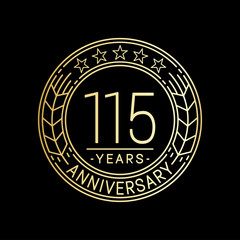 115 years anniversary logo template. 115th line art vector and illustration.
