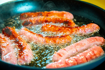 Frying some sausages
