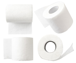 Toilet paper set, different angles on a white background