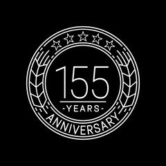 155 years anniversary logo template. 155th line art vector and illustration.