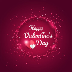 Happy Valentines Day greeting card, Shiny glitter light effect. 