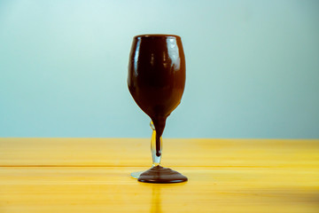 Chocolate coated wine glass.