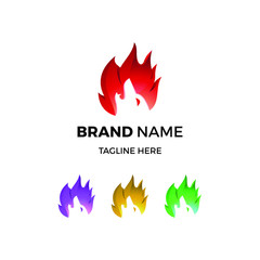 Dog Colourful fire logo icon Design