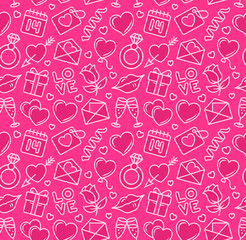 St. Valentine`s Day pink color background isolated vector seamless pattern