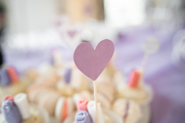 Colorful pastel cake macaron or macaroon on plate. Plate with sweet cakes on pink table. Sweets for the wedding wedding sweet table cake for the wedding wedding desserts