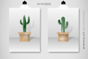 set of cactus plant and pot watercolor hand drawn. simple elegant design for book cover, wall decoration, wallpaper, card, wedding. vector EPS 10 © zanderdesk