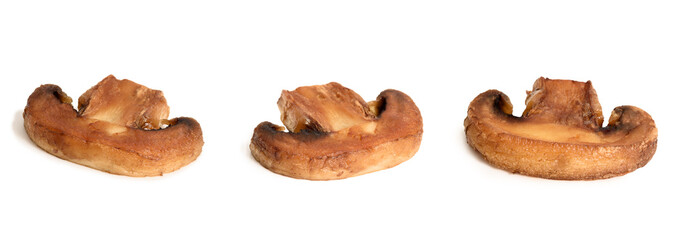 fried champignons isolated on white