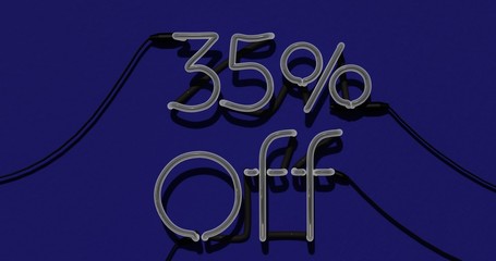 35 Percent Discount 3d Sign on in Blue Background, Special Offer 35% Neon, Sale Up to 35 Percent Off, Special Offer Advertising