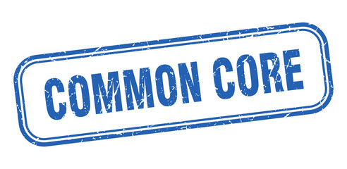 common core stamp. common core square grunge blue sign