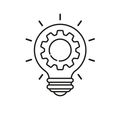 Innovation icon vector. Light bulb and gear inside.Modern sign, linear pictogram, outline symbol, simple thin line icon.