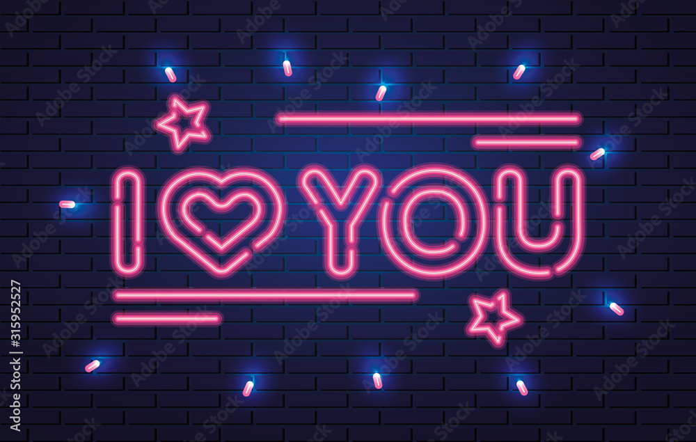 Canvas Prints i love you lettering of neon light