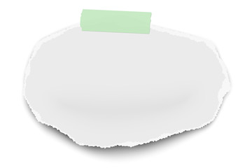 Circular oval vector torn paper wisp on sticky adhesive tape with soft shadow isolated on white background.