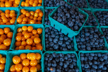 Produce on display at farmers market