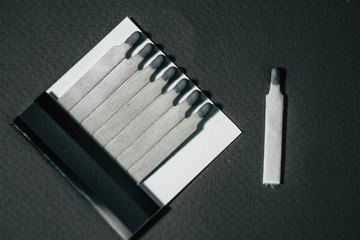 Matches black and white. Burn match. Fire danger. 