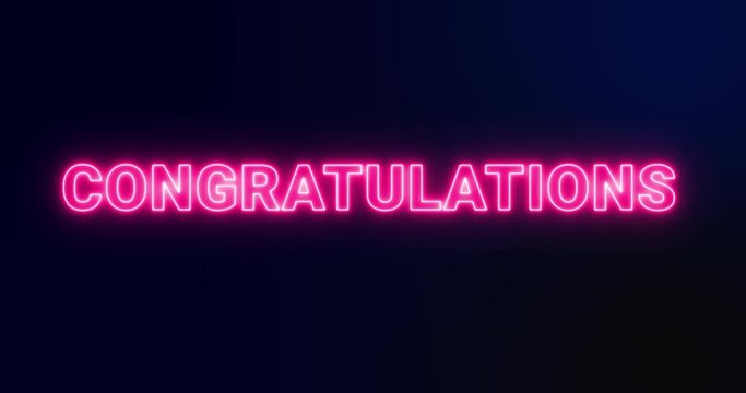 Animated Pink Neon Congratulations Sign