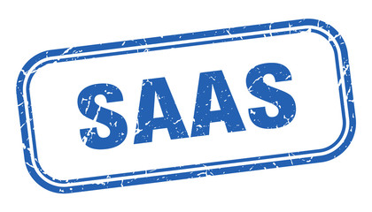 saas stamp. saas square grunge blue sign