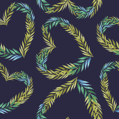 Watercolor seamless pattern with colorful hearts. Valentines background abstract illustration.