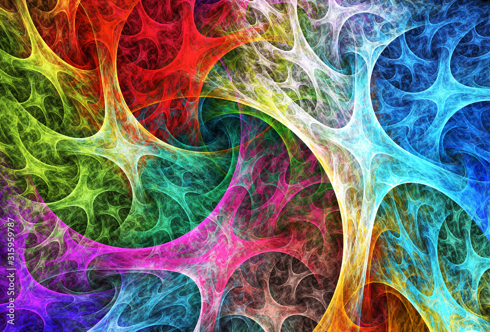 Wall mural abstract color dynamic background with lighting effect. fractal spiral. fractal art