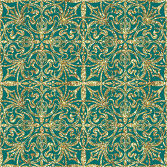 Abstract floral ornamental tapestry tiles glitter sparkling seamless pattern