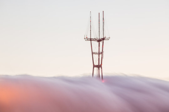 Sutro tower above the clouds