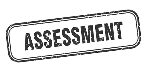 assessment stamp. assessment square grunge black sign