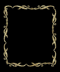 Abstract art nouveau style glitter sparkling victorian vintage frame isolated