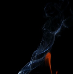 Obraz premium Smoke and flames isolated on black background and texture, clipping path