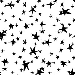 Abstract  stars  glitter sparkling seamless pattern on watercolor background