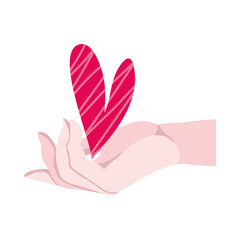 happy valentines day hand lifting heart