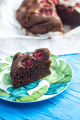 ciasto czekoladowe z malinami