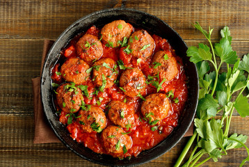 Meatballs with tomato sauce - obrazy, fototapety, plakaty
